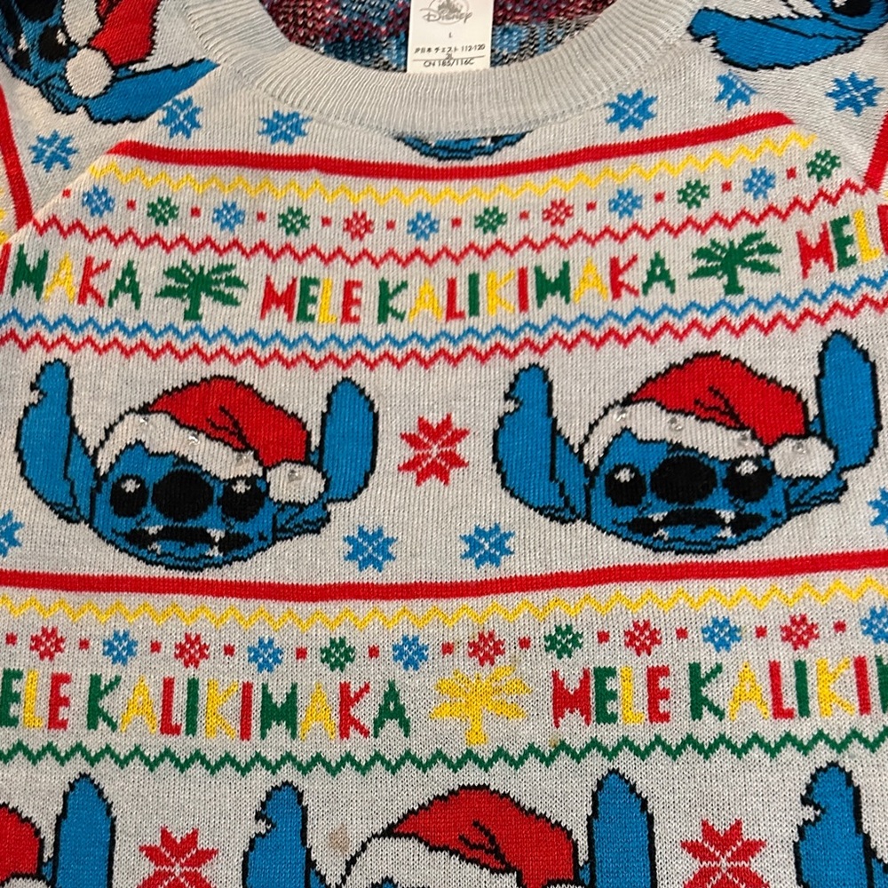 DISNEY Lilo Stitch Ugly Light-Up Sweater couple of stains.
